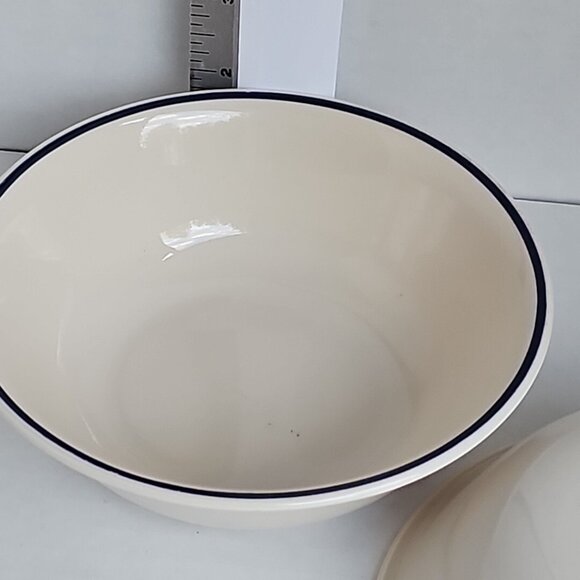 Corelle Soup Cereal Bowls navy blue stripe beige bowl  6.25” set of 2 Corning - Picture 11 of 11
